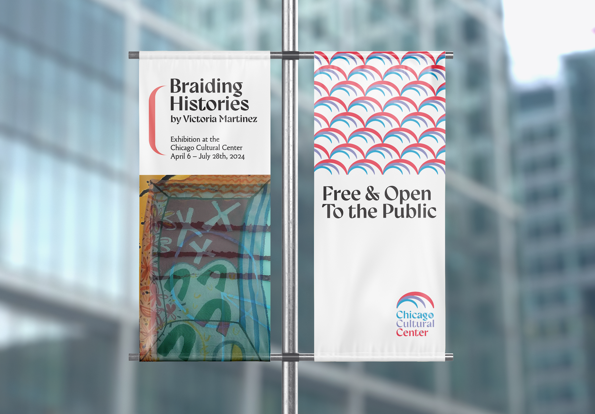 Chicago Cultural Center rebrand street banners.