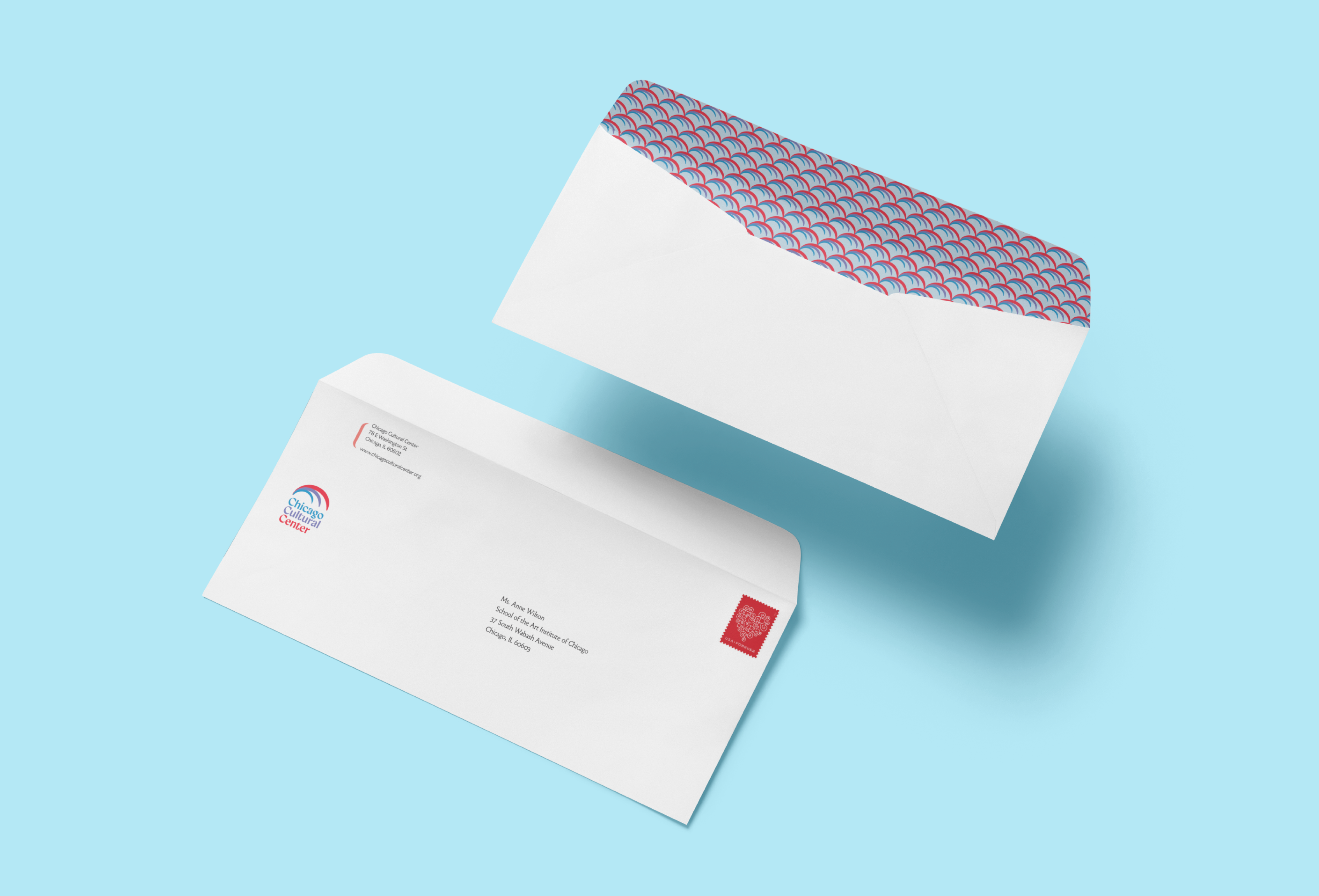 Chicago Cultural Center rebrand envelope.