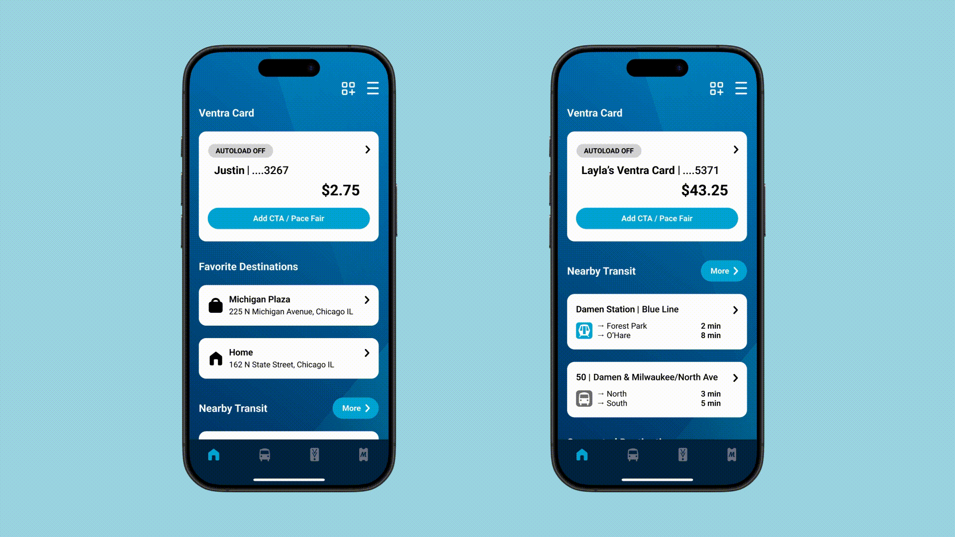 Home screen comparison.